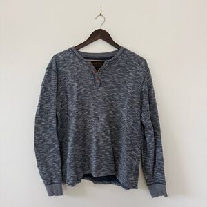 Lucky Brand Blue Space Dye Waffle Knit Henley Sweatshirt - Size Medium